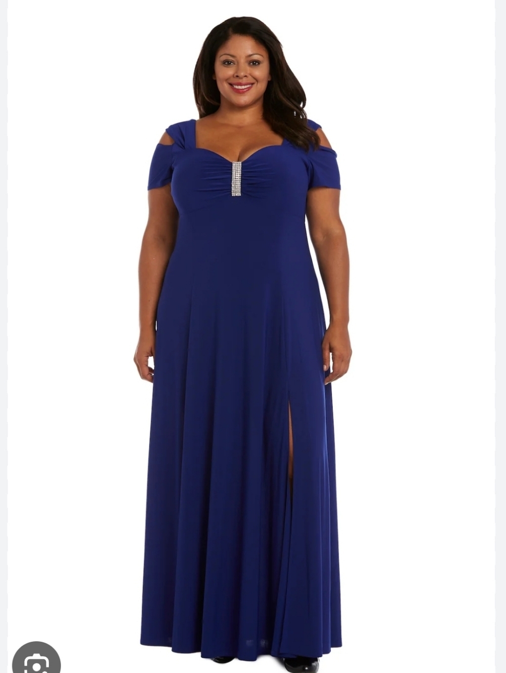 Elegant Royal Blue Cold-Shoulder Evening Gown